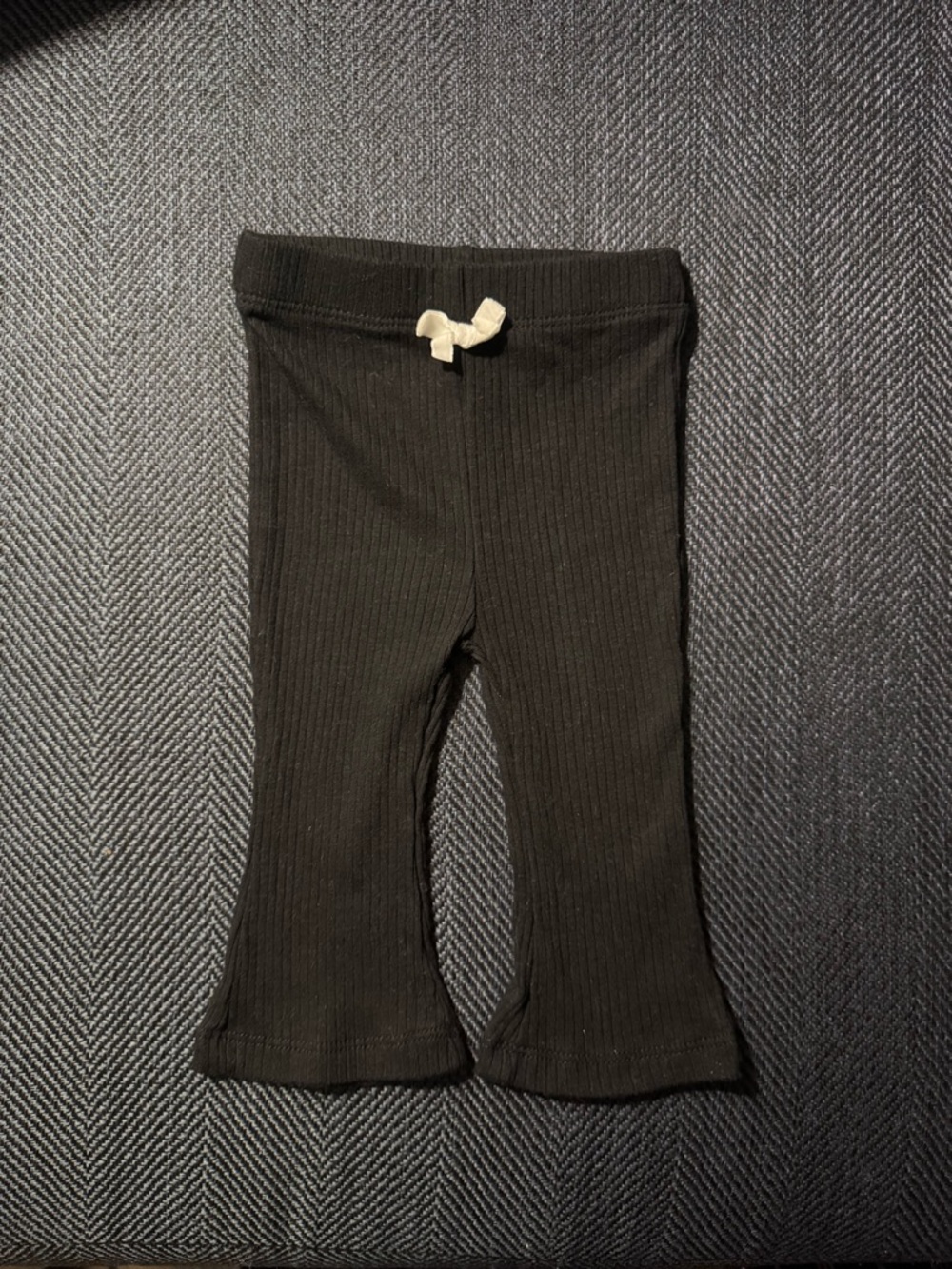 3-6 Month Black Ribbed Kids Bottoms with Decorative Bow